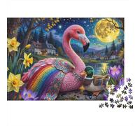 Fantasy Flamingo Garden Jigsaw Puzzles Puzzles for Adults Kids. 1000 Piece Impossible Challenge Toy Educational Game Home Decoration for Adults& Kids Age 14 Years Up 70x50cm/1000pcs
