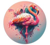 Fantasy Flamingo Jigsaw Puzzles for Adults, 1000 Piece 1000 Piece Round Jigsaw Puzzle Brain Teaser Game, Interactive Family Game, Suitable for Ages 14+ 67.5x67.5cm