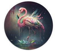 Fantasy Flamingo Puzzles for 1000 Piece 1000-Piece Round Jigsaw Puzzle Ideal for Lover, Perfect Christmas, New Year, Valentine's Gift 67.5x67.5cm