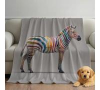 Fantasy Fleece Blanket, Soft Microfiber Throw with Multicolor Exquisite Elegant Zebra Print, Lightweight Warm Bed Blanket Provides Comfort and Warmth for Bedroom 59in × 59in (150cm × 150cm)