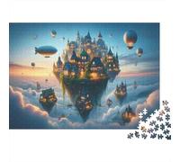 Fantasy Floating Island 1000-Piece Puzzle for Adults, 38x26cm/1000pcs; for An Enjoyable Break at The Table; White Cardboard for Cleaner Sorting