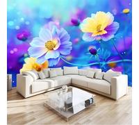 Fantasy Floral Botanical Magic Branches Leaves Wall Mural 350 x 256 cm Purple, Large Non-Woven Photo Wallpaper for Living Room Bedroom & Office, Modern HD Feature Wall Art, Easy to Install Decor