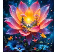 Fantasy Floral Landscapes Diamond Painting Kits,DIY 5D Diamond Art Painting Kit Full Square Drill 105x105cm Gem Art Embroidery Cross Stitch Canvas Painting for Adults Living Room Bedroom Wall Decor