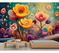 Fantasy Floral Wallpaper Colorful Flowers Wallpaper for Girls Bedroom Abstract Wall Murals for Living Room Office Living Room 450X300cm