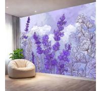 Fantasy Flower Fields Lavender Wall Mural - Non-Woven Purple Print Photo Wallpaper Photo Mural Poster 350 x 256(WxH) for Living Room Kids Bedroom and Life Home Office Interior Wall Décor Design