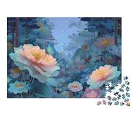 Fantasy Flower Garden 1000 Piece Puzzles Beautiful View Blue Flowers Decoration Puzzle Educational Game Gifts Puzzles for Adults Jigsaw Puzzles for Adults 38x26cm/1000pcs