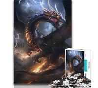Fantasy Flying Dragon Puzzles for Adults Teens 1000 Pieces,Stress Reliever Staycation Kill Time with Matching Poster And Trivia Sheet (38x26cm)