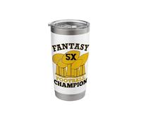 Fantasy Football 5X Champion Five Time Champ Trophy Winner Stainless Steel Insulated Tumbler