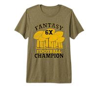 Fantasy Football 6X Champion Six Time Champ Trophy Winner Premium T-Shirt