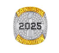 Fantasy Football Championship Ring 2025 w/Wooden Boxes FFL Champion Rings Rugby League Souvenir(13#)