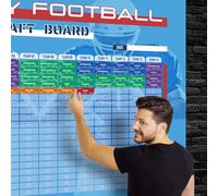 Fantasy Football Draft Board 2025-2026 Season - 5.3 x 3.7 Feet Large Board Kit - Up to 14 Teams 20 Rounds 500+ Player Stickers