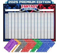 Fantasy Football Draft Board 2025 Kit - Extra Large Set with 490 Player Labels - 2025-2026 Premium Color Edition