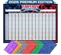Fantasy Football Draft Board 2026 Kit - Extra Large Set with 491 Player Labels - Premium Color Edition - 2026-2027 Fantasy Football Draft Board Set