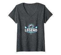 Fantasy Football Legend: Champion Strategist's Glory V-Neck T-Shirt, Women, Dark Heather Grey, M