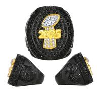 Fantasy Football Ring 2025, Black Blue Red Championship Ring, Gift Box, Ring Display Box(Black,9)