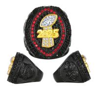 Fantasy Football Ring 2025, Black Blue Red Championship Ring, Gift Box, Ring Display Box(Red,14)