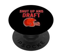Fantasy Football Shut Up and Draft Football Red Retro Helmet PopSockets Adhesive PopGrip