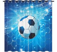 Fantasy Football Theme Blackout Curtains 2 Panels W 66" x L 90" Blue Beehive Window Curtains for Bedroom Living Room Polyester Blackout Fabric, Thermal Insulated Eyelet Drapes for Kids