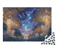 Fantasy Forest Angels Colourful Glowing Night Forest 1000 Pieces Jigsaw for Adults The Impossible Challenge Brain Development 70x50cm/1000pcs