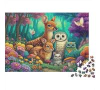 Fantasy Forest Animals 1000 Piece Jigsaw Puzzle for Adults Rabbits Deer Fairies Flowers Mushrooms Premium Thick Sturdy Vibrant Challenging Family Game 70x50cm/1000pcs