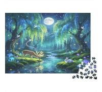 Fantasy Forest Animals 1000 Piece Jigsaw Puzzle Paper for Adults Moonlit Night Relaxation Home Decor 70x50cm/1000pcs