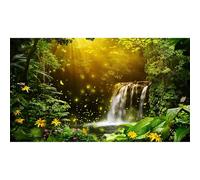 Fantasy Forest Aquarium Background Jungle Waterfall Lake Fish Tank Background Fairy Valley Waterfall Reptile Tank Backgrounds Golden Light Lush Canopy Enchanting Oasis Terrarium Backgrounds 72x18in