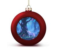 Fantasy Forest Christmas Ball Ornaments - Red Shatterproof Plastic Vintage Rustic Xmas Tree Decorations Pendant for Family Holiday Wedding Party Xmas Hanging Decoration