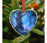 Fantasy Forest Christmas Ornaments - Heart Christmas Tree Decorations with Red String, Winter Holiday Keepsake Pendant for Fireplace, Mantel, Wreath Holiday Party Decor (3.1 Inch)