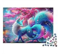 Fantasy Forest Cognitive Development Fun Nine-Tailed Fox Art 1000 Piece Recycled Cardboard Family Game Night Premium Jigsaw Adult Educational Challenge Home Decor 52x38cm/1000pcs