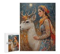 Fantasy Forest Deer And Woman Puzzle 1000 Teile Schwer Puzzle Spielzeug Lernspiel Impossible Herausforderungsspielzeug Für Erwachsene Kinder 500 PCS