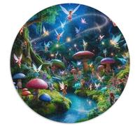 Fantasy Forest Fairy Jigsaw Puzzle for Adults 1000 Piece Round Paper Magical Mushroom Night Scene