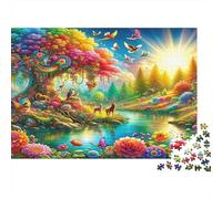Fantasy Forest Jigsaw Puzzles 1000 Pieces Recycled Material Flower Paradise Adult Jigsaws Developing Children‘s Intelligence Parent Child Game Activity 52x38cm/1000pcs