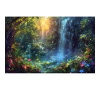 Fantasy Forest Landscape Aquarium Background Waterfall Jungle Rainforest Fish Tank Background Tropical Flowers Plants Reptile Tank Backgrounds Colourful Flower Mushroom Enclosure Backgrounds 60x24in