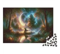 Fantasy Forest Moonlight Romance 1000-Piece Puzzle for Adults, 52x38cm/1000pcs; White Pieces with A Smooth Surface; Shared Family Time Around The Table