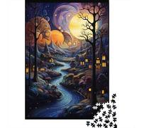 Fantasy Forest Moonlight Scene 1000-Piece Puzzle for Adults, 70x50cm/1000pcs; for An Enjoyable Break at The Table; White Cardboard for Cleaner Sorting