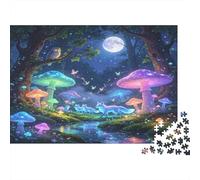 Fantasy Forest Mushrooms Jigsaw Puzzle for Adults 1000 Piece Jigsaw Puzzle Paper Night Magical Style Puzzle Game for Family Focus Stress Relief Home Gift 52x38cm/1000pcs