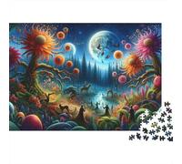 Fantasy Forest Night Scene Jigsaw Puzzles Puzzle for Adults Kids. 1000 Pieces Impossible Challenge Toy Educational Game Home Decoration for Educational Games Gifts 52x38cm/1000pcs