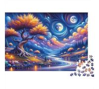Fantasy Forest Night Sky Jigsaw Puzzles Puzzles for Adults Kids. 1000 Piece Impossible Challenge Toy Educational Games Home Decoration for Educational Games Gifts 70x50cm/1000pcs