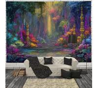Fantasy Forest Oil Painting Tapestry, Mysterious Landscape Tapestries Wall Hanging Seven Colors Printing Picnic Mat For Living Room, Bedroom Dorm Cafe Dining Room Home Decor 230X150Cm(90"X60")