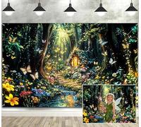 Fantasy Forest Path Backdrop Beautiful Wonderland Rainforest Floral Garden Butterfly Plant Photography Background Magic Garden Woodland Party Decorations Photo Shoot Booth Props 10X8