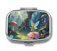 Fantasy Forest Pill Box 2 Compartment Medicine Pill Case Portable Pill Organizer for Pocket Or Purse Decorative Metal Medicine Vitamin Organizer