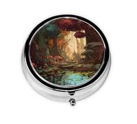 Fantasy Forest Print Personalised Portable Pillbox with,Mini Pillbox Compact and Convenient Pill Organiser for Storing and Organising Pills