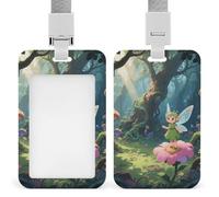 Fantasy Forest Retractable ID Badge Holder with Lanyard - Vertical Badge Reel,Keychain Clip,Name Tag Id Card Holder Protector for Nurse Officer Teacher Security Staff Women Men