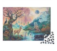 Fantasy Forest Scene-magical Wildlife Illustration 1000 Piece Jigsaws with Perfect Snap Fit Centenary Jigsaws for A Sustainable Hobby As Wall Art Puzzle for Self-care Gifts 70x50cm/1000pcs