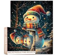 Fantasy Forest Snowman 1000 Piece Christmas Puzzle Colorful Scarf Starry Night Watercolor Colorful DIY Puzzles for Home Decoration Gifts Family Puzzle Perfect for Game Nights