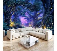 Fantasy Forest Tree Plant Wall Mural 200 x 140 cm Dark Blue, Large Non-Woven Photo Wallpaper for Living Room Bedroom & Office, Modern HD Feature Wall Art, Easy to Install Decor