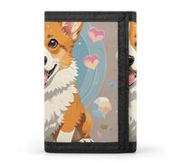 Fantasy Forest Trifold Wallet Front Pocket Coin Purse - Slim Credit Card Holder for Men & Women, Cute corgi dog illustration, One Size, Classic
