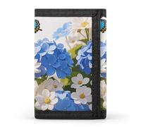 Fantasy Forest Trifold Wallet Front Pocket Coin Purse - Slim Credit Card Holder for Men & Women, Hydrangeas Daisies Butterflies, One Size, Classic
