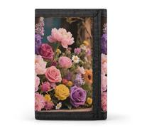 Fantasy Forest Trifold Wallet Front Pocket Coin Purse - Slim Credit Card Holder for Men & Women, Retro flowers, One Size, Classic