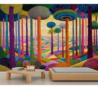Fantasy Forest Wall Mural Colorful Polka Dot Tree Wallpaper 3D Fantasy Forest Wallpaper for Bedroom Abstract Landscape Mural for Living Room Bedroom 365 x 254 cm
